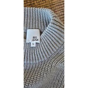 Net-a-Porter Outnet Iris & Ink Light Gray 100% Wool Mock Neck Side Slit Dress S